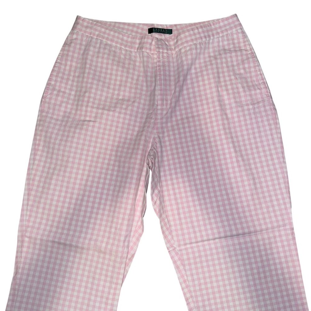 Lauren Ralph Lauren Straight Leg Pants Womens 10 Pink White Checkered Check - Picture 3 of 8